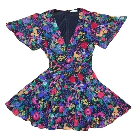 ✨Timing Floral Fit & Flare Chiffon Mini Sz Small dress✨ - Picture 4 of 8